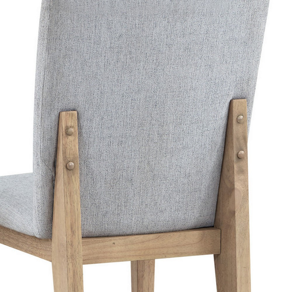 Benjara Emi 25 Inch Dining Chair Set of 2, Cushioned Seat, Gray Linen Upholstery