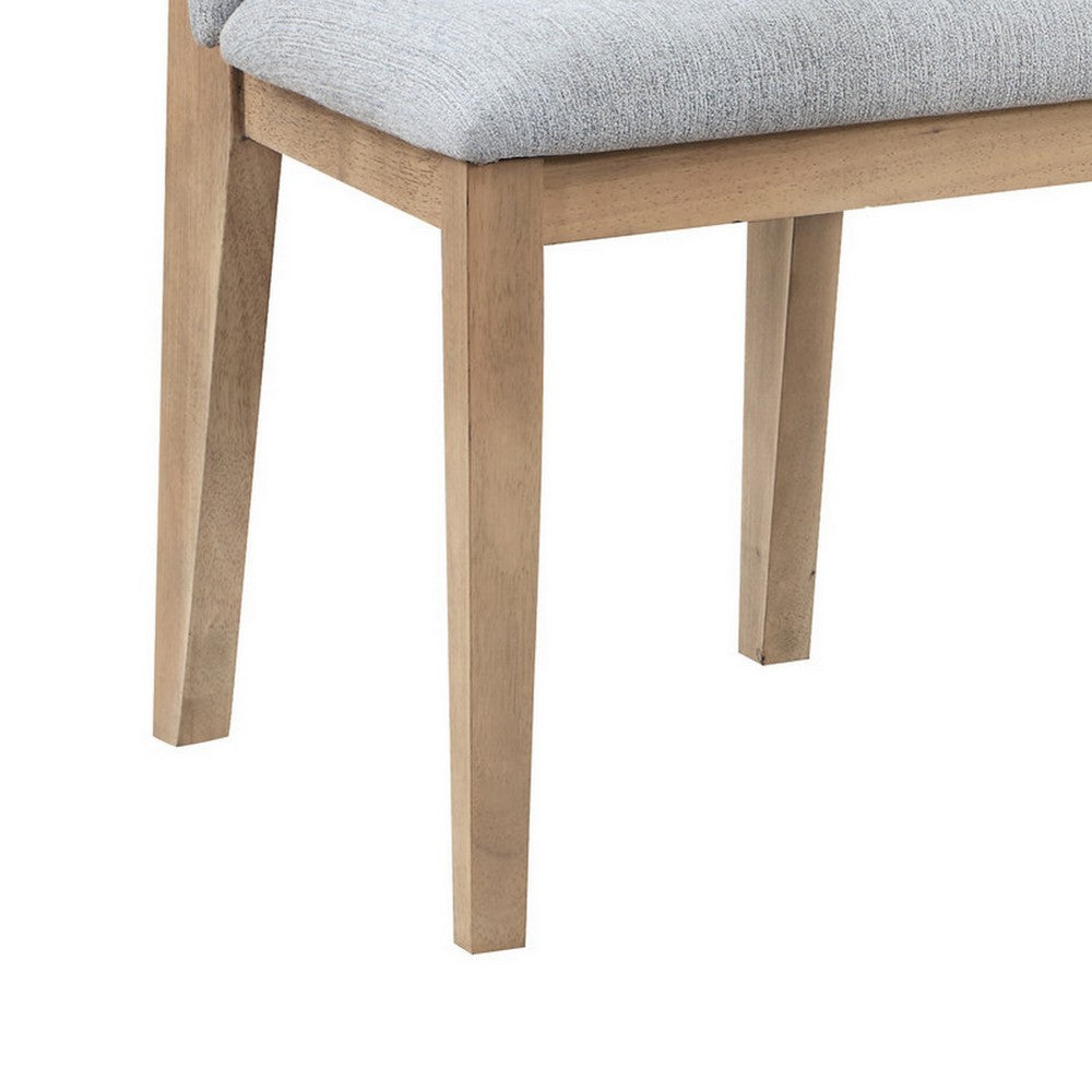 Benjara Emi 25 Inch Dining Chair Set of 2, Cushioned Seat, Gray Linen Upholstery