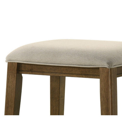 Benjara Rani 26 Inch Counter Height Stool, Cushioned Seat, Backless, Beige Finish