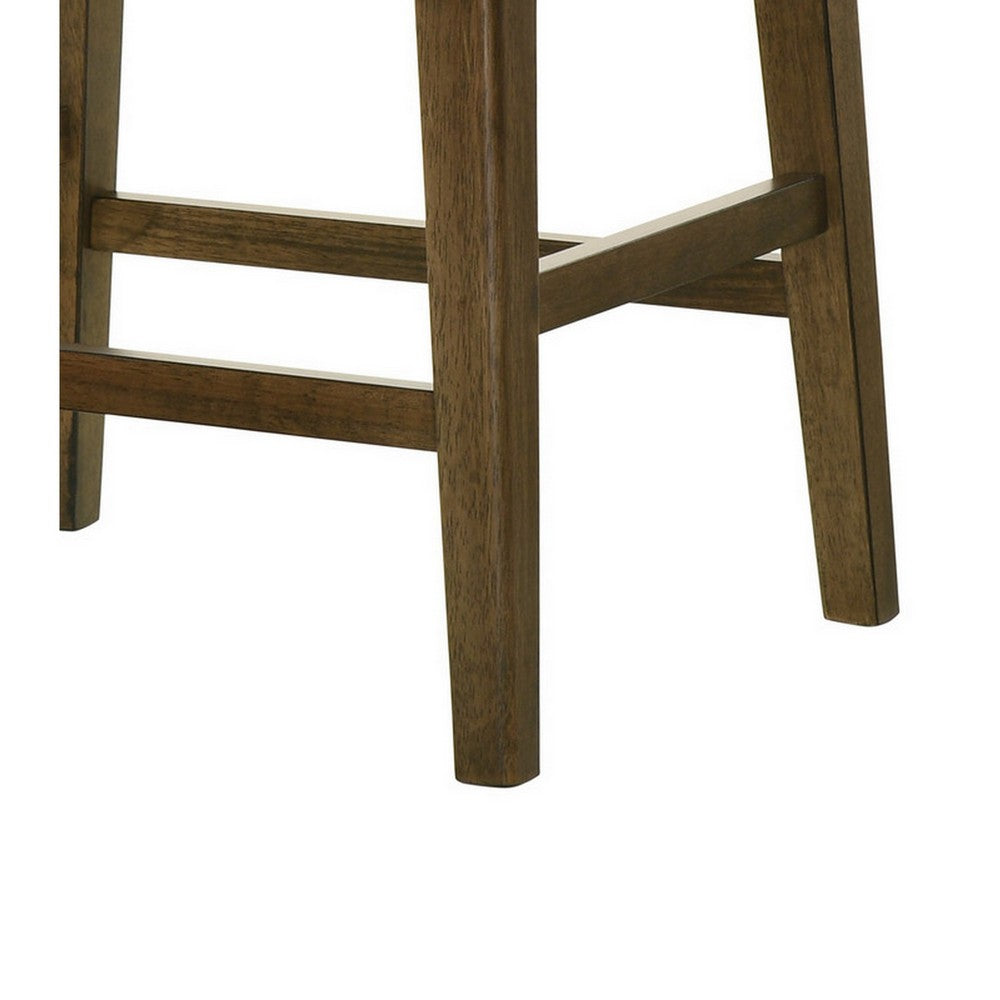 Benjara Rani 26 Inch Counter Height Stool, Cushioned Seat, Backless, Beige Finish