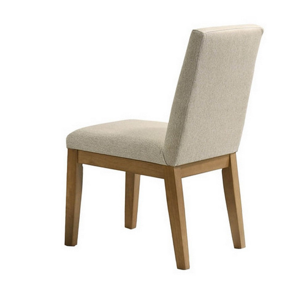Benjara Yuvi 23 Inch Dining Chair Set of 2, Cushioned Seats, Beige Upholstery