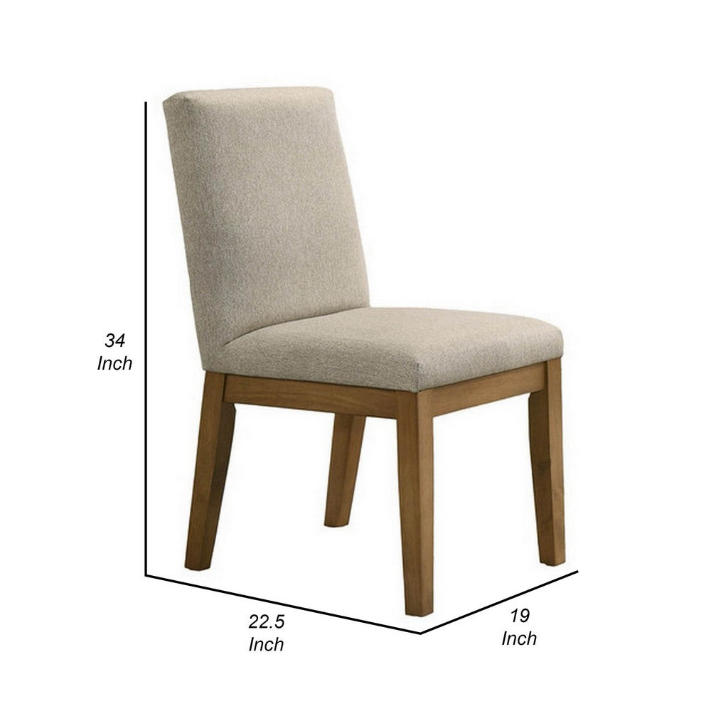 Benjara Yuvi 23 Inch Dining Chair Set of 2, Cushioned Seats, Beige Upholstery