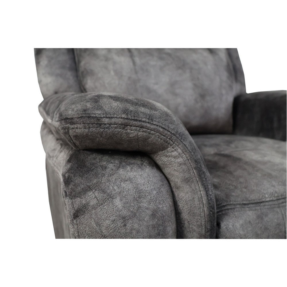 Benjara Harbor 38 Inch Power Recliner Chair, Pocket Coils, Gray Faux Suede