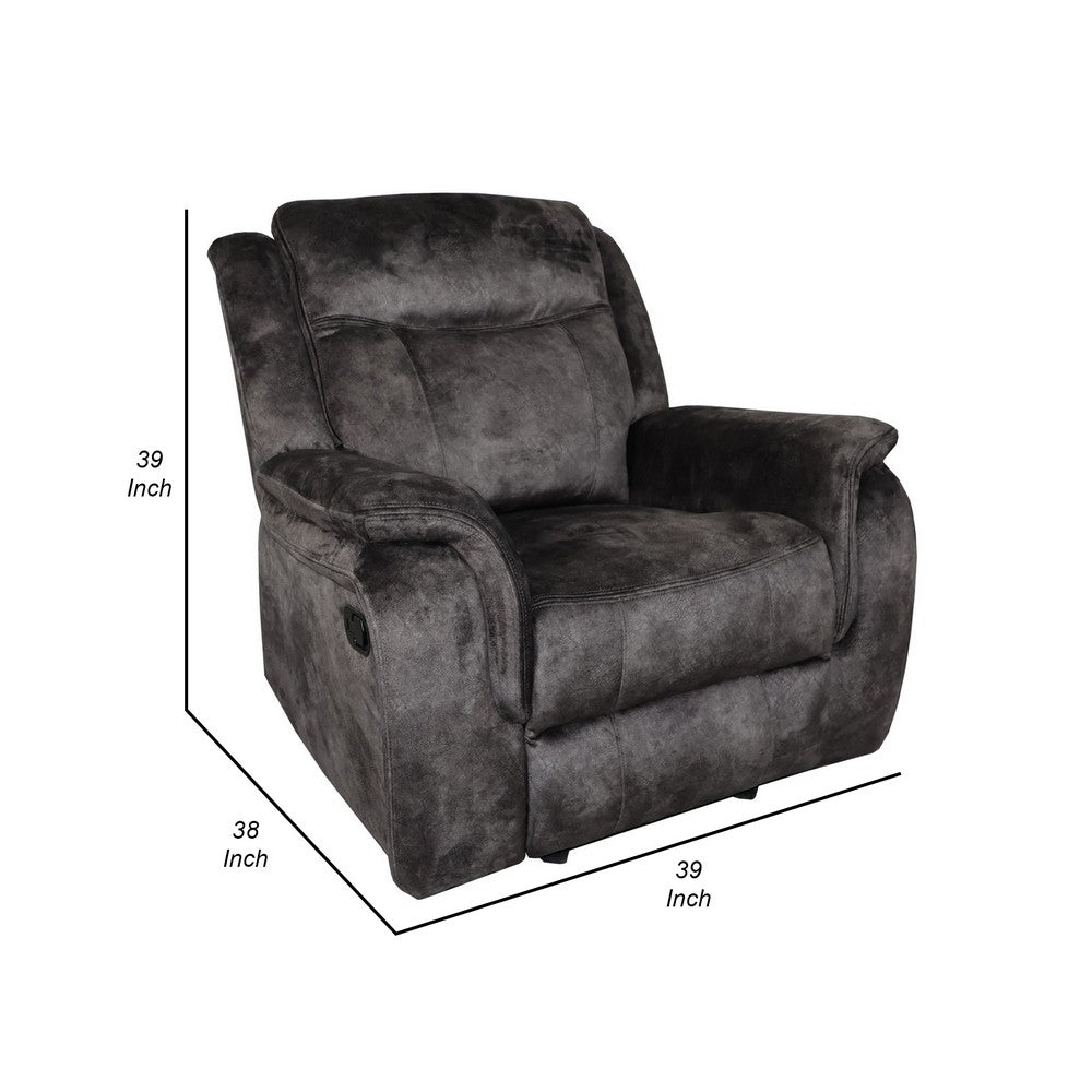 Benjara Harbor 38 Inch Power Recliner Chair, Pocket Coils, Gray Faux Suede