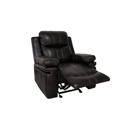 Benjara Linden 37 Inch Power Glider Recliner Chair, Plush Brown Faux Leather