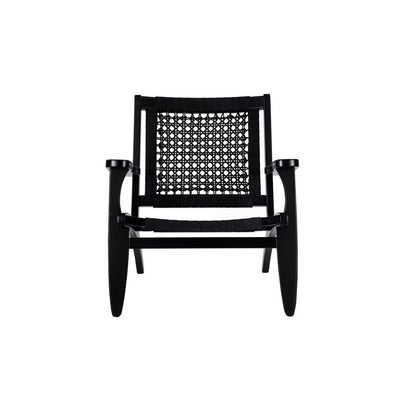 Benjara Heor 29 Inch Accent Chair, Hexagon Rope Woven Back, Seat, Black Wood