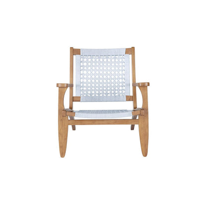 Benjara Heor 29 Inch Accent Chair, Hexagon Rope Woven Back, Seat, Brown, Gray
