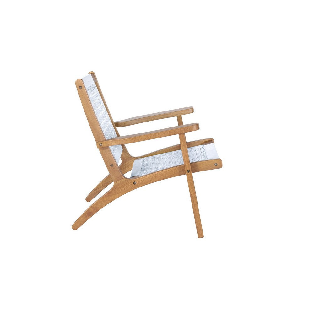 Benjara Heor 29 Inch Accent Chair, Hexagon Rope Woven Back, Seat, Brown, Gray