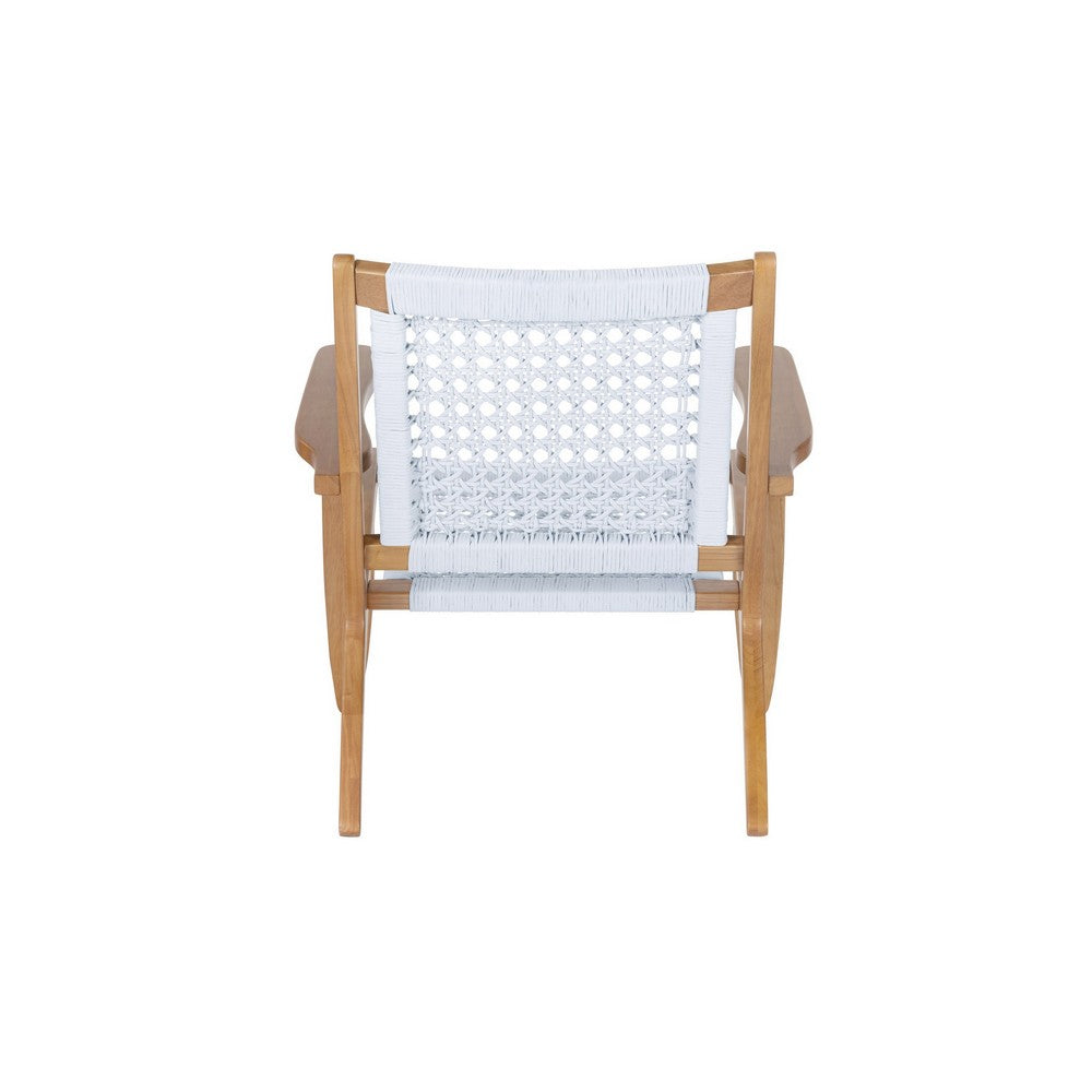 Benjara Heor 29 Inch Accent Chair, Hexagon Rope Woven Back, Seat, Brown, Gray
