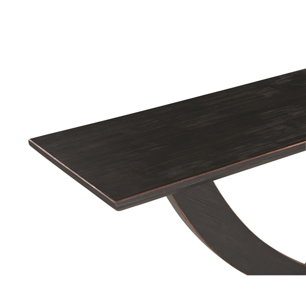 Benjara Rase 57 Inch Console Table, Cross Leg Design, Pedestal Base, Black Wood