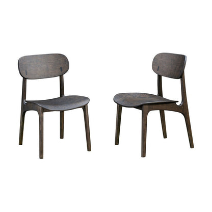 Benjara Seln 20 Inch Dining Chair Set of 2, Curved Seat, Splayed Legs, Gray