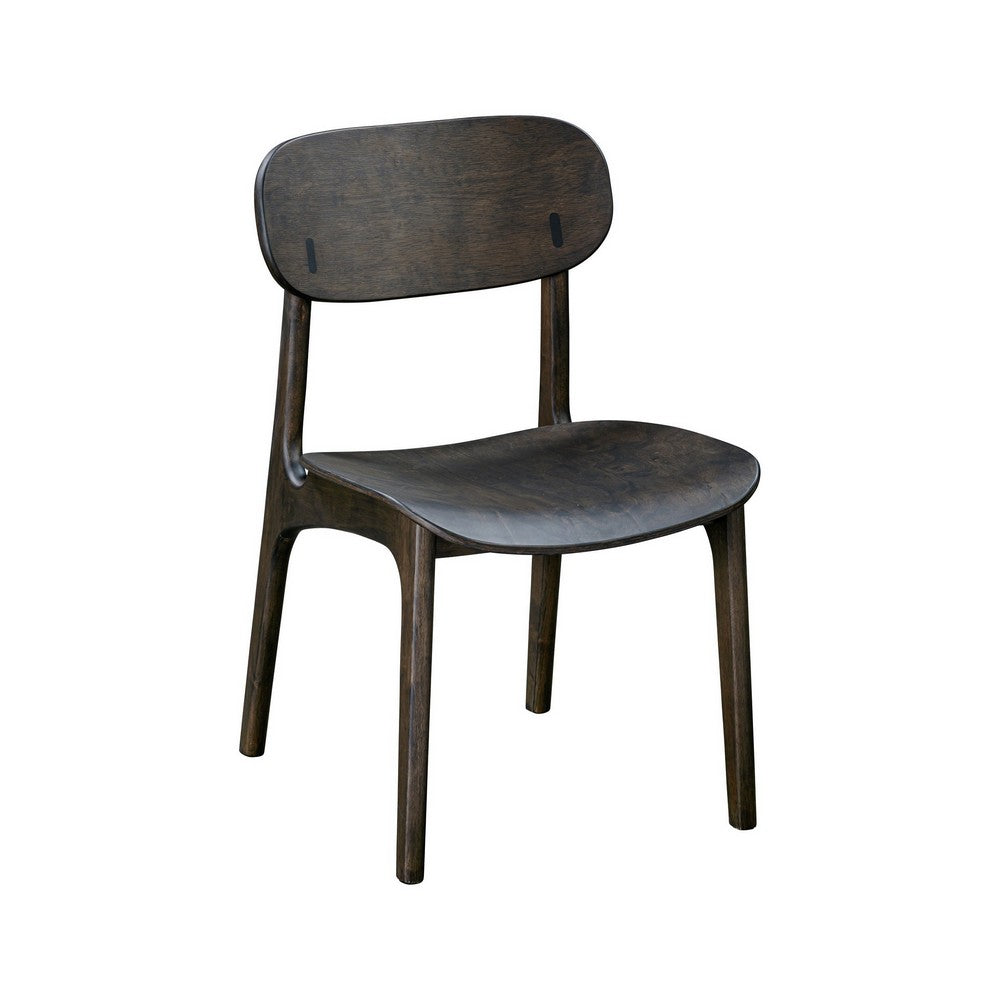 Benjara Seln 20 Inch Dining Chair Set of 2, Curved Seat, Splayed Legs, Gray