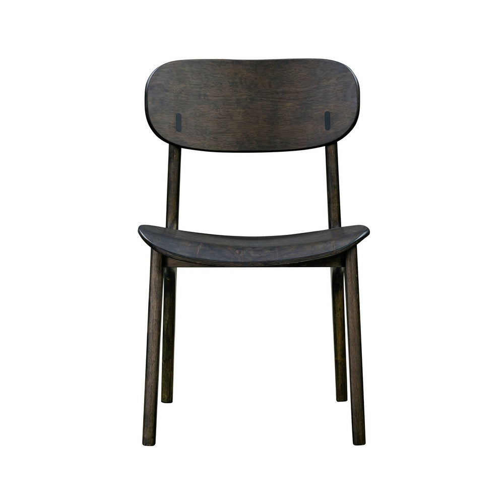 Benjara Seln 20 Inch Dining Chair Set of 2, Curved Seat, Splayed Legs, Gray