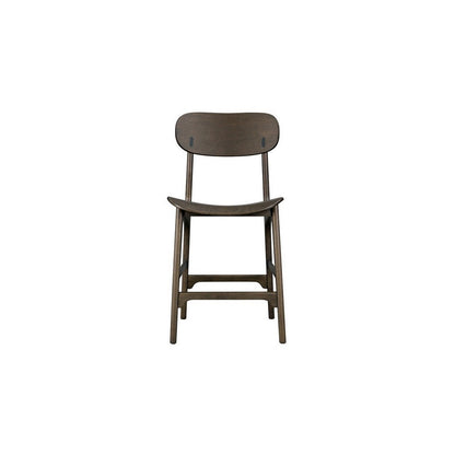 Benjara Seln 24 Inch Counter Stool Chair, Curved Seat, Open Back, Dark Gray Wood