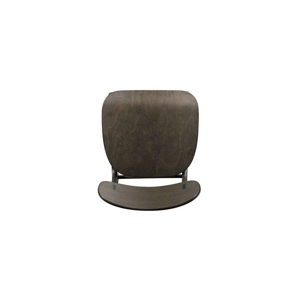 Benjara Seln 24 Inch Counter Stool Chair, Curved Seat, Open Back, Dark Gray Wood