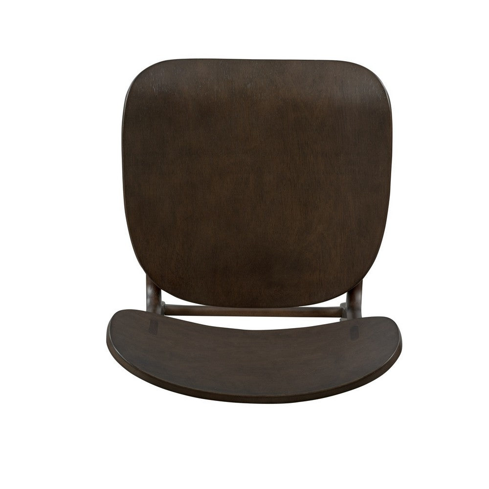 Benjara Seln 30 Inch Barstool Chair, Curved Seat, Open Back, Dark Gray Wood