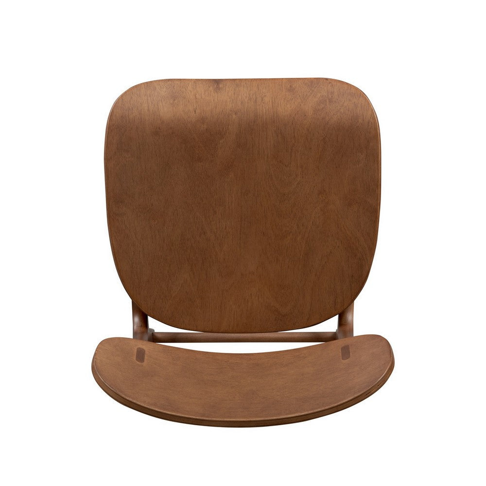 Benjara Seln 24 Inch Counter Stool Chair, Curved Seat, Open Back, Dark Brown Wood