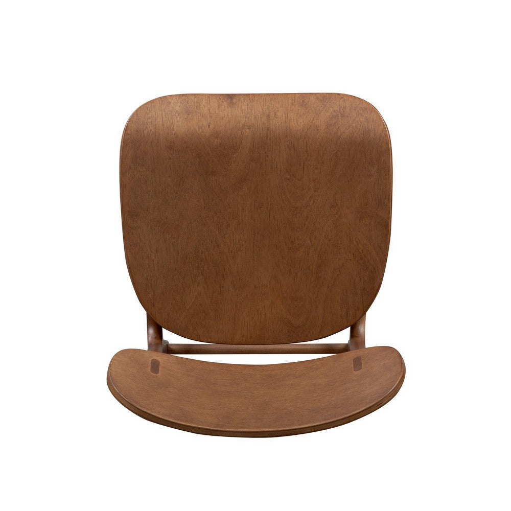 Benjara Seln 30 Inch Barstool Chair, Curved Seat, Open Back, Dark Brown Wood