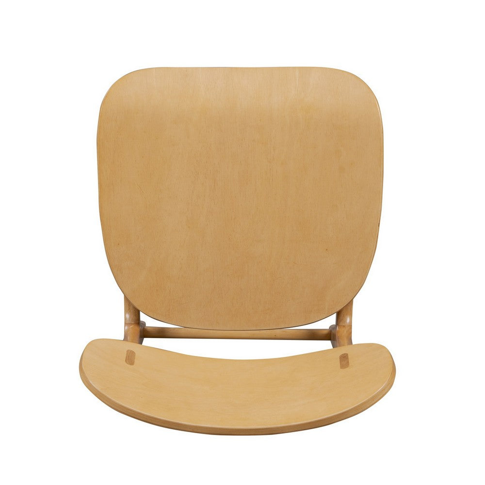 Benjara Seln 24 Inch Counter Stool Chair, Curved Seat, Open Back, Light Brown Wood