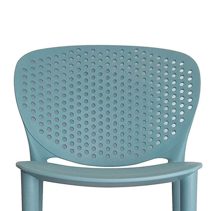 Benjara Celin 30 Inch Barstool Chair, Set of 4, Stackable, Mesh, Curved Seat, Green