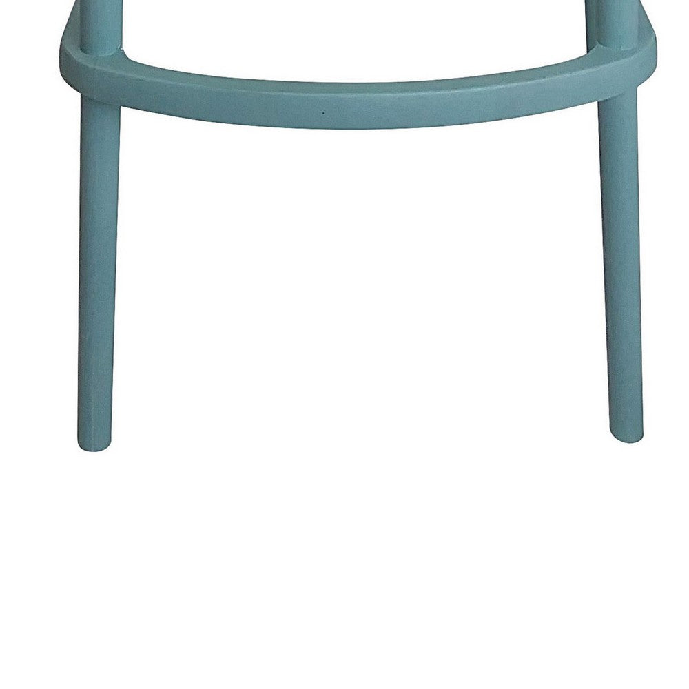 Benjara Celin 30 Inch Barstool Chair, Set of 4, Stackable, Mesh, Curved Seat, Green