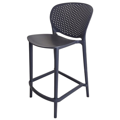 Benjara Celin 30 Inch Barstool Chair, Set of 4, Stackable, Mesh, Curved Seat, Gray