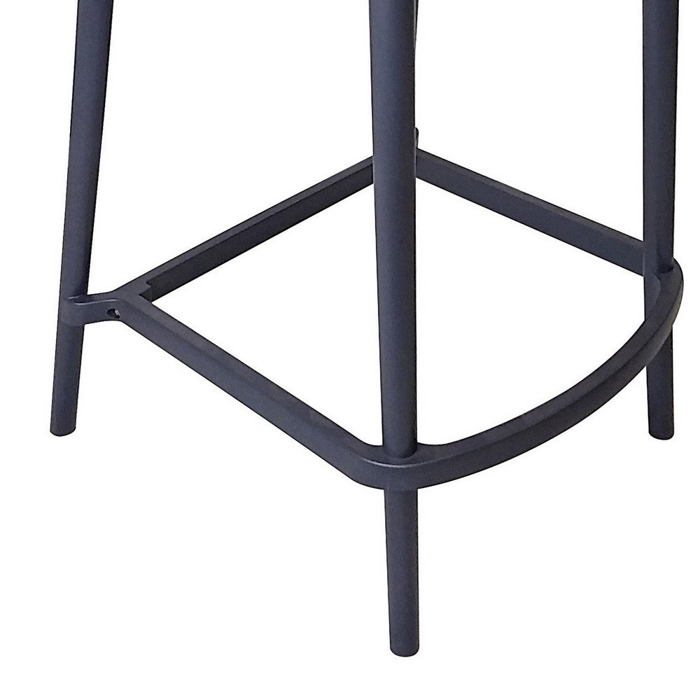 Benjara Celin 26 Inch Counter Stool Chair, Set of 4, Stackable, Mesh Back, Gray