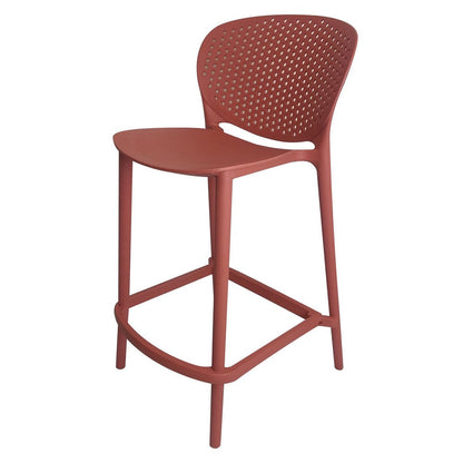 Benjara Celin 26 Inch Counter Stool Chair, Set of 4, Stackable, Mesh Back, Orange