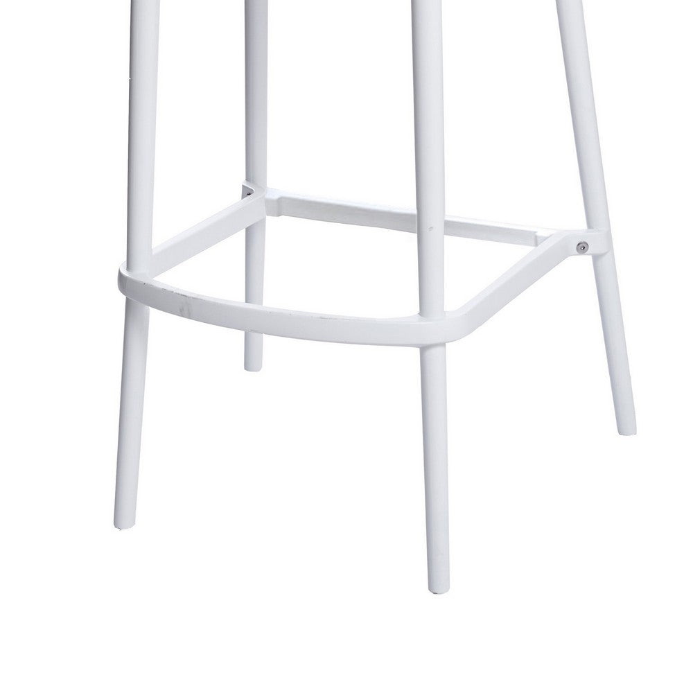 Benjara Celin 26 Inch Counter Stool Chair, Set of 4, Stackable, Mesh Back, White
