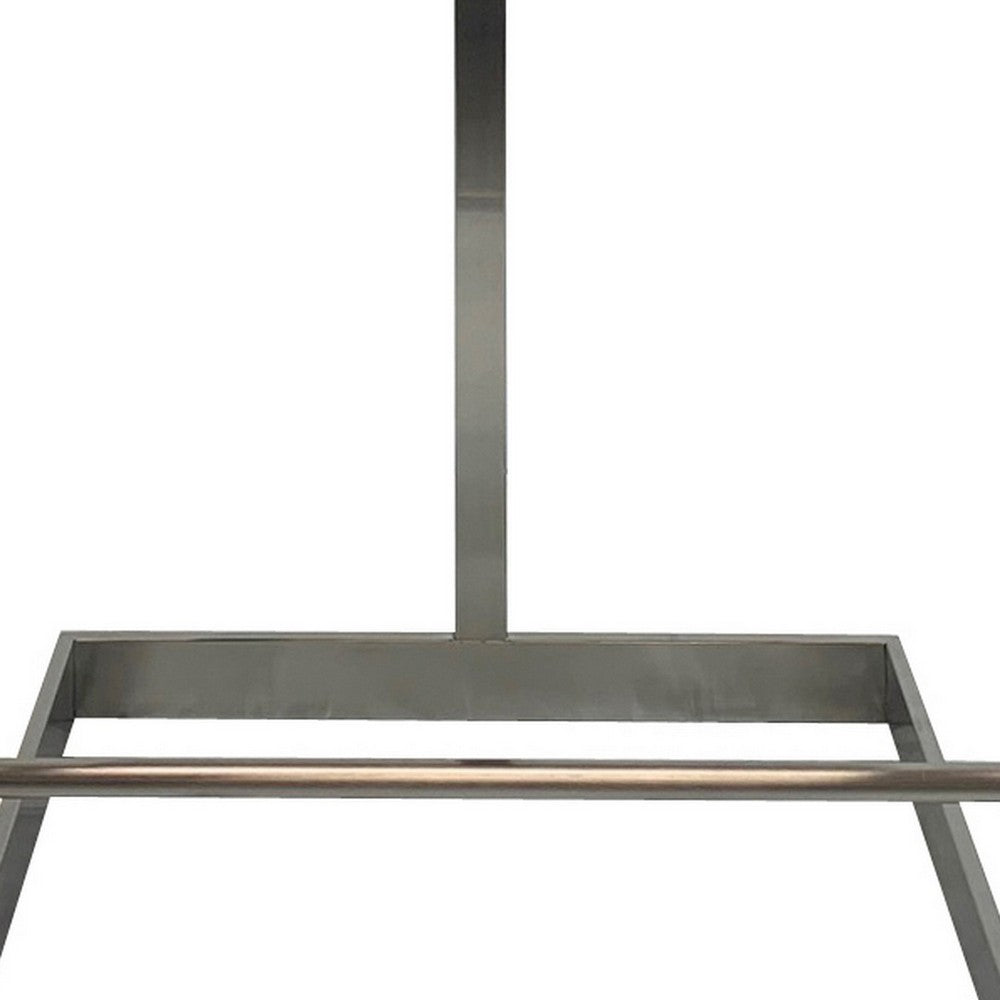 Benjara Keyn 26 Inch Counter Stool Chair, Faux Leather, Stainless Steel Base, Gray