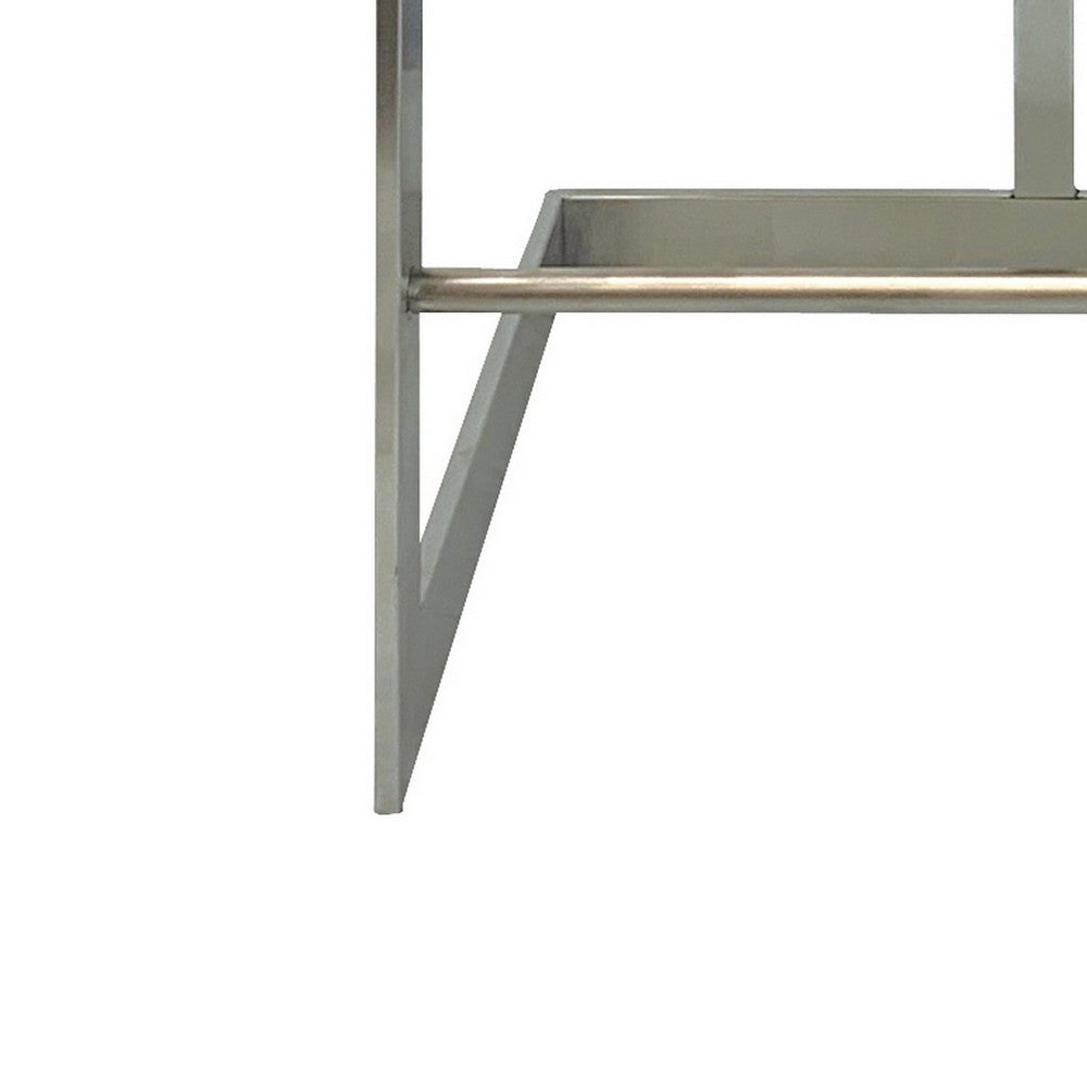 Benjara Keyn 26 Inch Counter Stool Chair, Faux Leather, Stainless Steel Base, Black