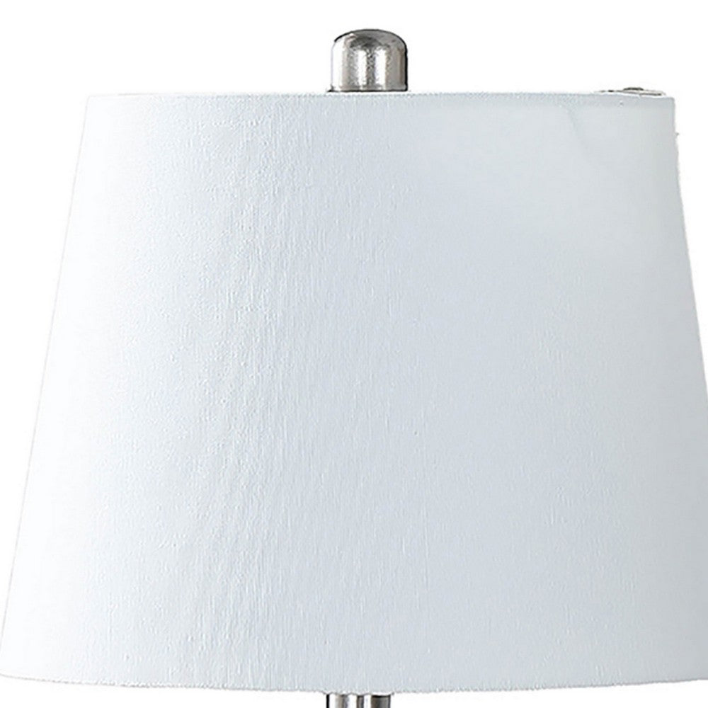 Benjara 20 Inch Table Lamp, Luxurious Lattice Ceramic Body, Drum Shade, Blue Silver