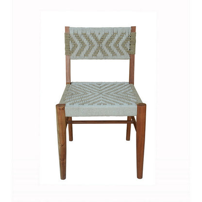 Benjara Cero 21 Inch Dining Chair, Woven Cotton Seat And Back, Brown, Gray
