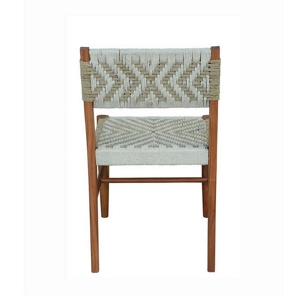 Benjara Cero 21 Inch Dining Chair, Woven Cotton Seat And Back, Brown, Gray