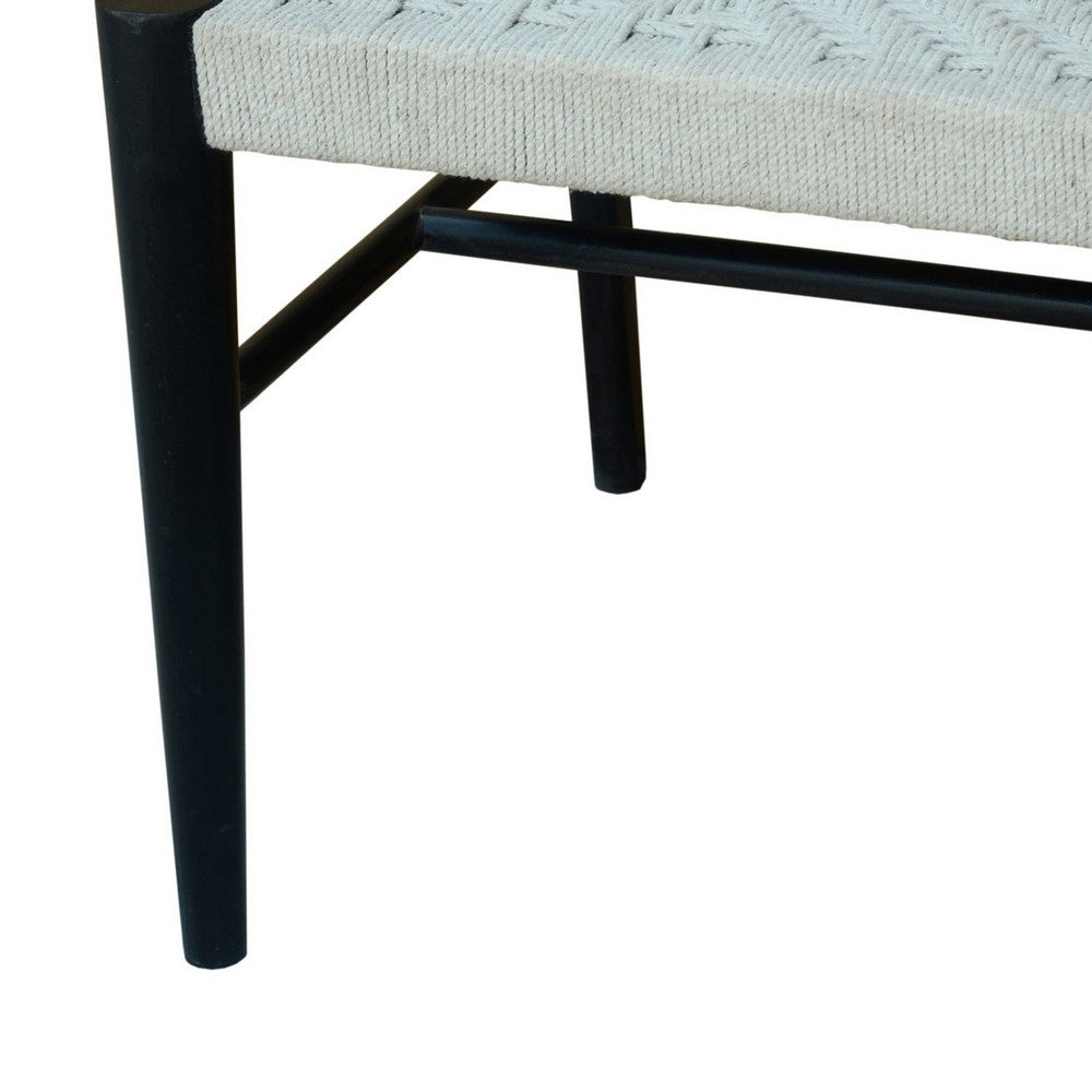 Benjara Cero 21 Inch Dining Chair Set of 2, Woven Cotton Seat And Back, Black, Gray