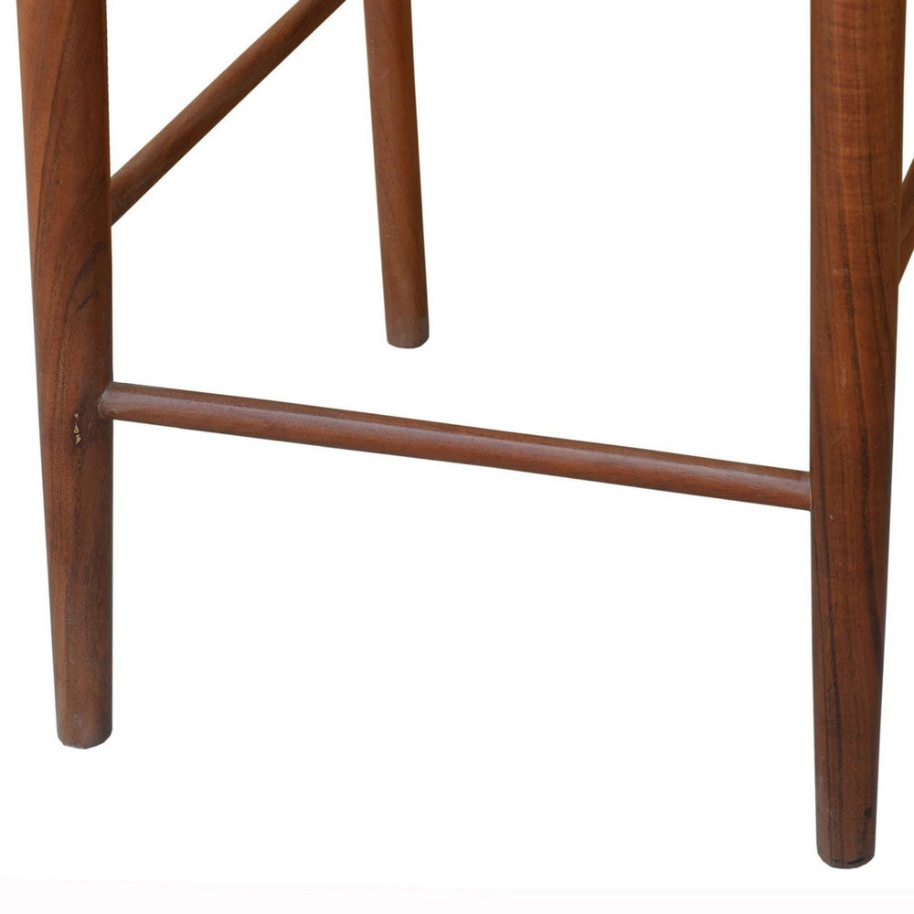 Benjara Cero 29 Inch Barstool Chair Set of 2, Wood, Cotton Woven, Brown, Gray