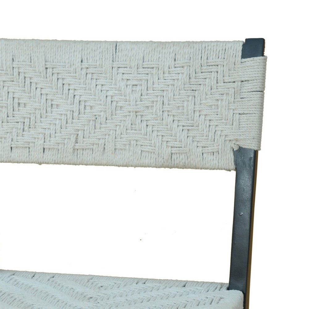 Benjara Cero 29 Inch Barstool Chair Set of 2, Wood, Cotton Woven, Black, Gray