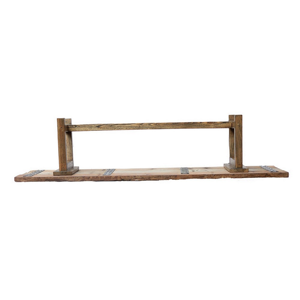 Benjara 87 Inch Wood Coffee Table, Rectangular Top, Trestle Legs, Brown