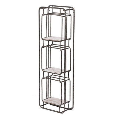 Benjara 36 Inch Shelves Set of 2, 3 Tier Design, Iron Frame, Wood, Gray Finish