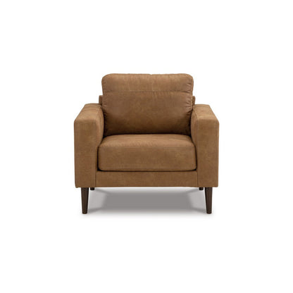 Benjara Tely 36 Inch Accent Chair, Transitional, Soft Caramel Brown Faux Leather