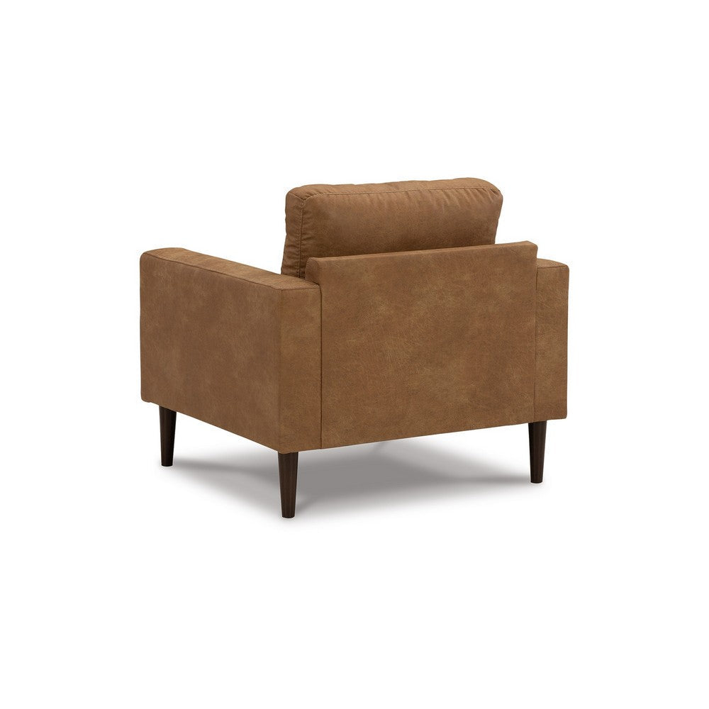 Benjara Tely 36 Inch Accent Chair, Transitional, Soft Caramel Brown Faux Leather