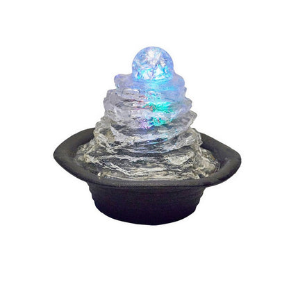 Benjara Sumi 9 Inch Ice Tabletop Water Fountain, Rock Climb Glass Ball, Multicolor