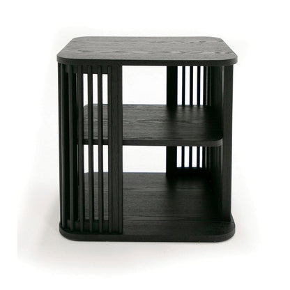 Benjara 19 Inch Side End Table, 3 Shelves, Modern Vertical Slats, Black Ash Wood