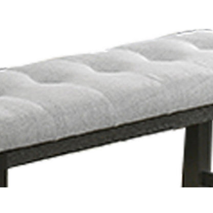 Benjara Woodlands 48 Inch Counter Height Bench, Wood, Tufted Seat, Black, White