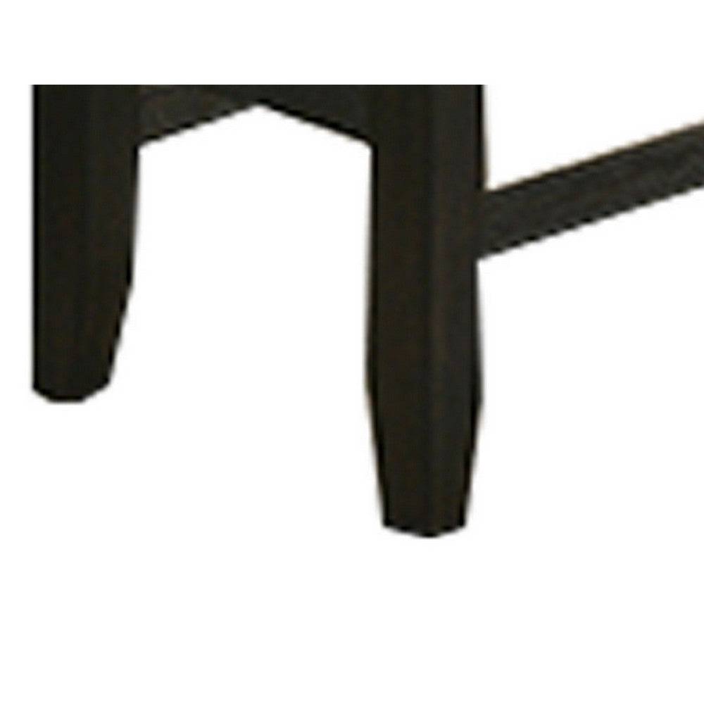 Benjara Woodlands 48 Inch Counter Height Bench, Wood, Tufted Seat, Black, White