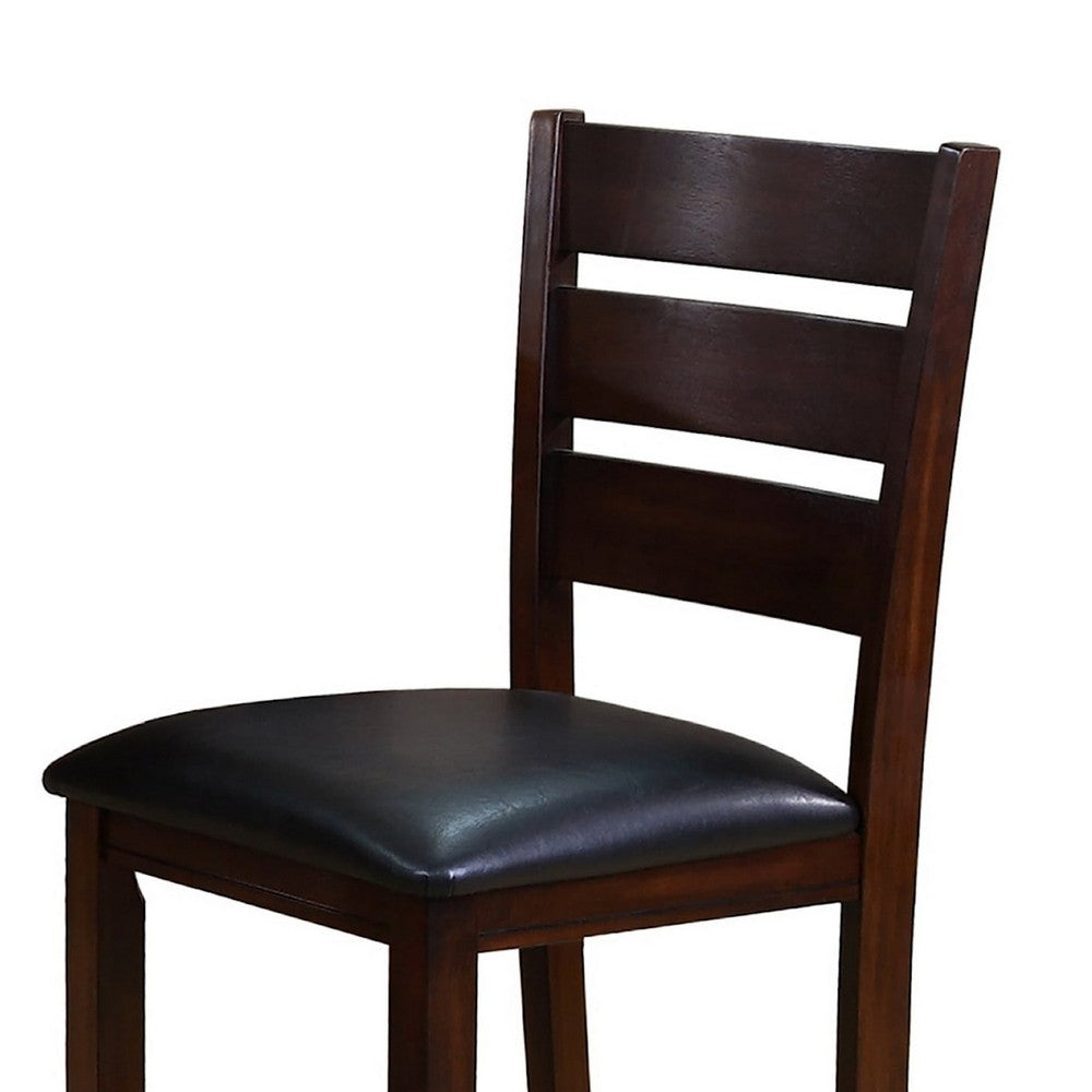 Benjara Woodlands 24 Inch Counter Height Chairs, Set of 2, Wheat Fabric Upholstered Seat, Black