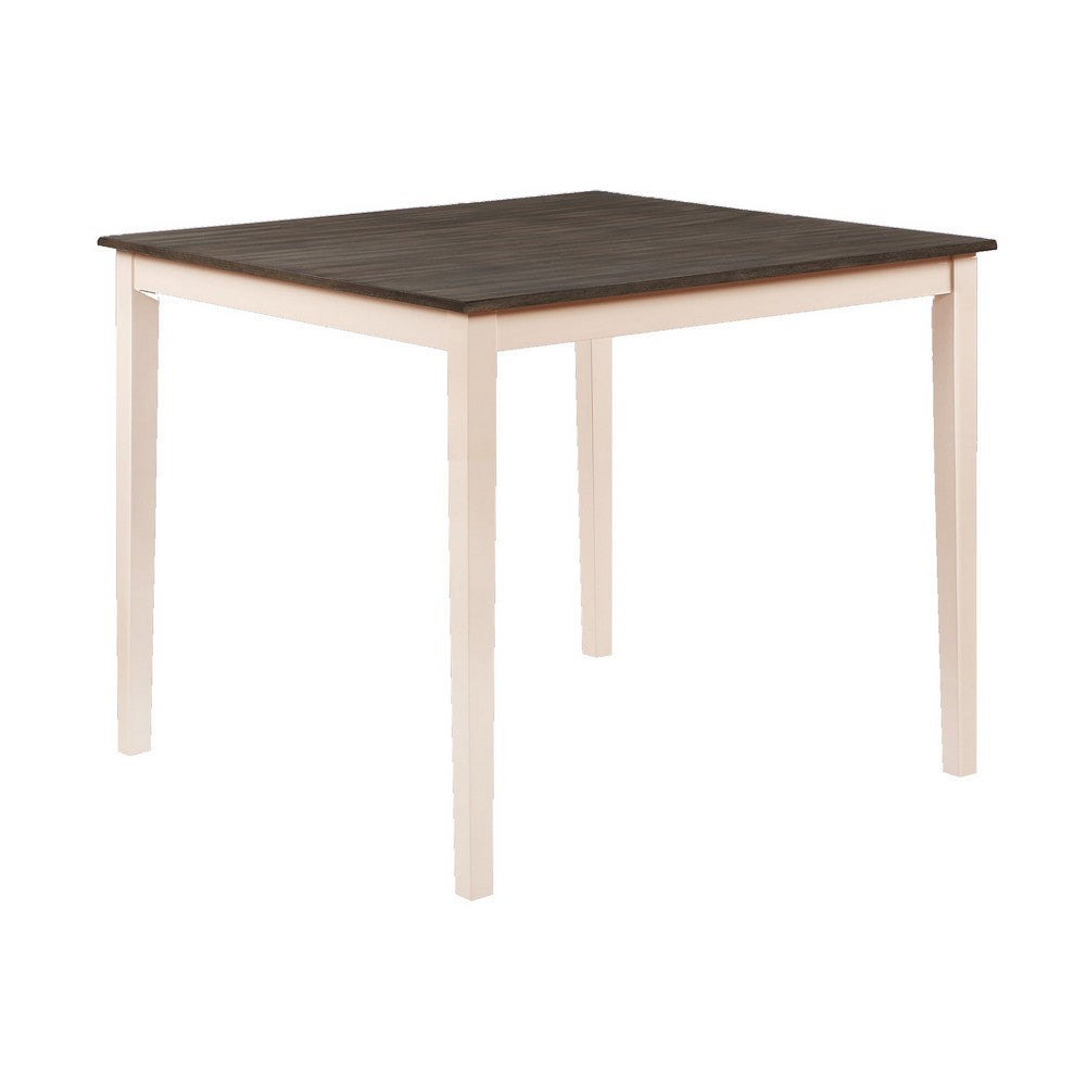 Benjara Christine 5 Piece Dining Table And Chairs Set, White And Brown Wood Frames