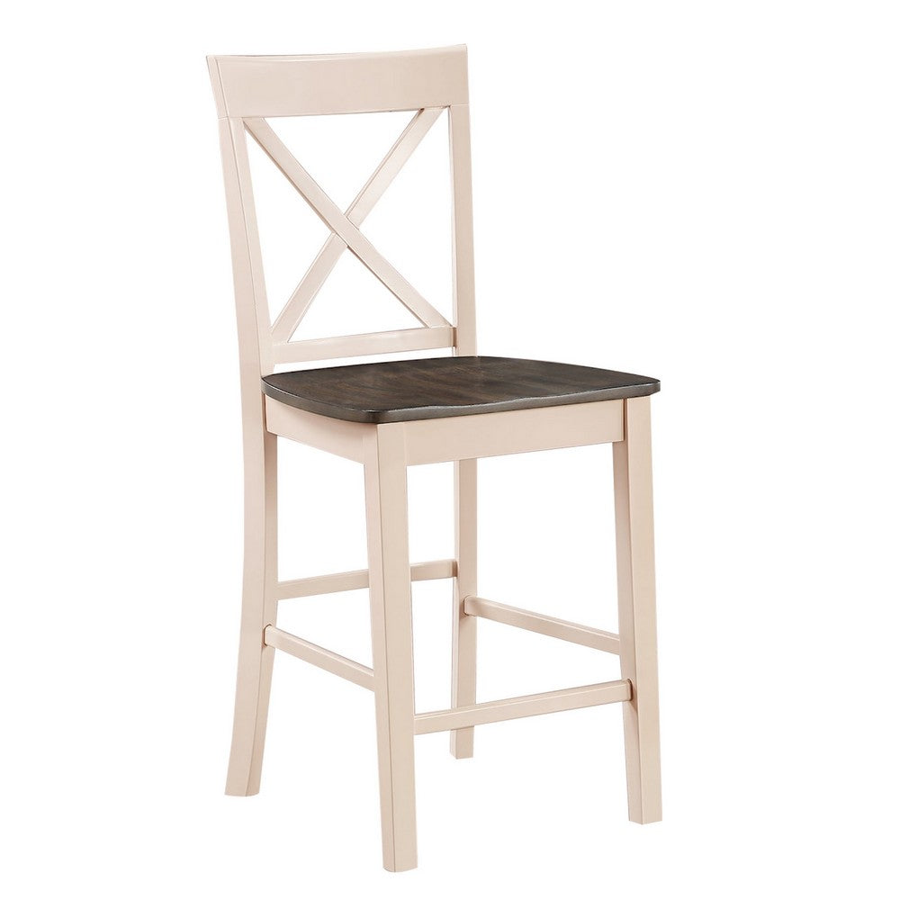 Benjara Christine 5 Piece Dining Table And Chairs Set, White And Brown Wood Frames