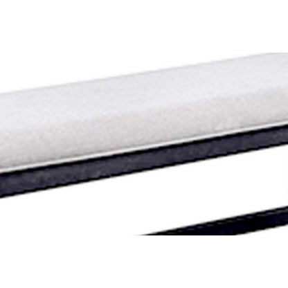 Benjara Edward 48 Inch Counter Height Dining Bench, White Fabric And Black Wood