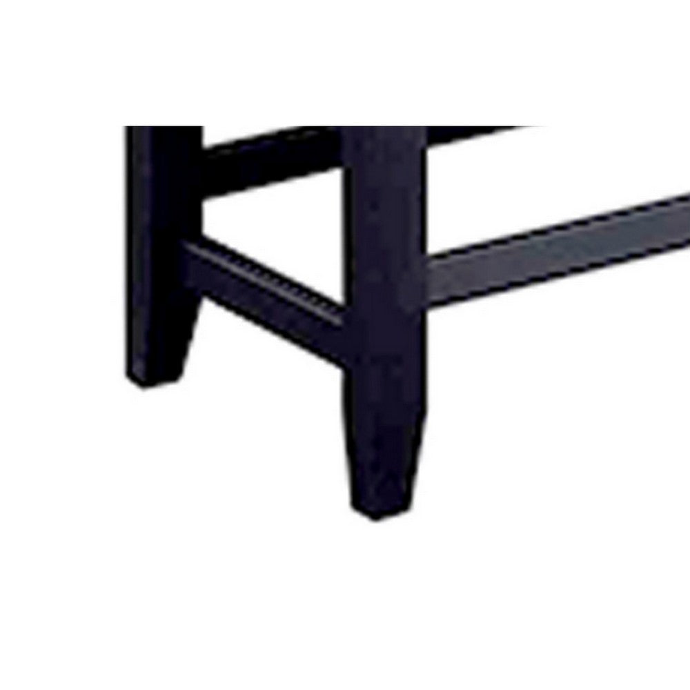 Benjara Edward 48 Inch Counter Height Dining Bench, White Fabric And Black Wood